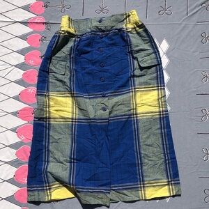 Vintage Cacharel Plaid Midi Skirt